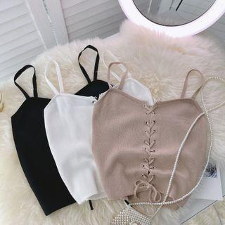 Plain Lace-up Strap Suspender Top