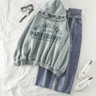 Letter Print Hoodie / High-waist Wide-leg Jeans