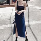 High-waist Midi Split Denim Skirt