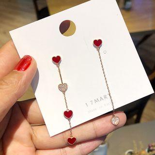 Non-matching Heart Drop Earring 1 Pair - Silver Needle - As Shown In Figure - One Size