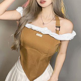 Halter Two-tone Asymmetrical Top