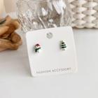 Christmas Tree Snowman Asymmetrical Earring 1 Pair - Red & Green & White - One Size