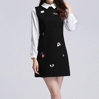 Applique Mock Two-piece Dress