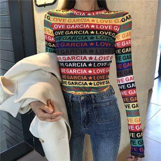 Plain Blazer / Long-sleeve Color Block Lettering T-shirt