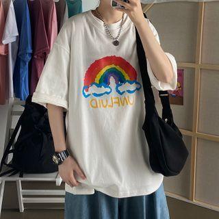 Rainbow Lettering Short-sleeve T-shirt
