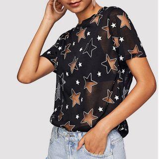 Short-sleeve Star Chiffon T-shirt