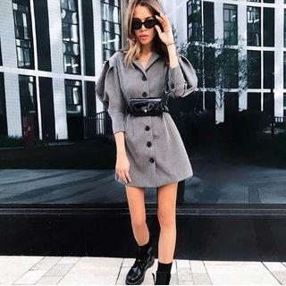 Balloon-sleeve Mini Blazer Dress