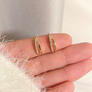 Rhinestone Layered Earring 1 Pair - Stud Earrings - Gold - One Size
