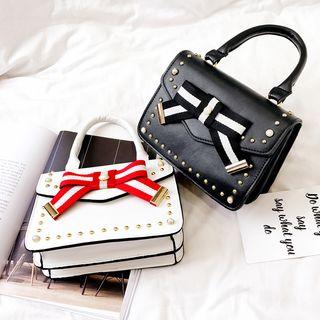 Bow Detail Studded Shoulder Bag