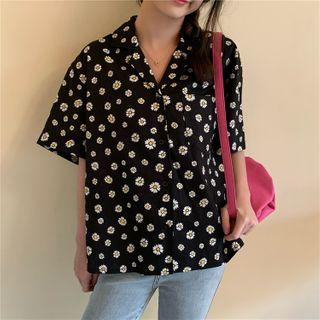 Short-sleeve Floral Shirt Black - One Size