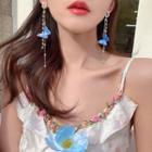 Butterfly Ear Stud 1 Pair - Gold & Blue - One Size