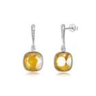 925 Sterling Silver Elegant Fashion Simple Sparkling Champagne Austrian Element Crystal Earrings Silver - One Size
