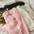Two-buttons Furry Cardigan