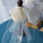 Wedding Faux Pearl Mesh Bow Hair Clip White - One Size