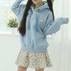 Bunny & Flower Embroidery Hoodie One Size