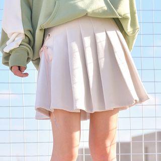 Embroidered Mini Pleated Skirt