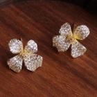 Flower Rhinestone Alloy Earring 1 Pair - 1934 - Gold - One Size