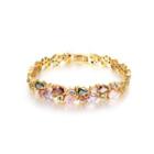 Elegant Brilliant Plated Gold Water Drop-shaped Colorful Cubic Zirconia Bracelet Golden - One Size