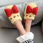 Cartoon Embroidered Bow Slippers