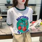 Short-sleeve Cherry Embroidered Lace T-shirt