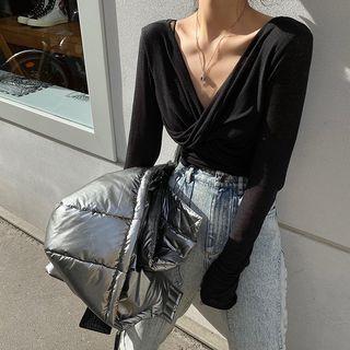 Crisscross V-neck Knit Top