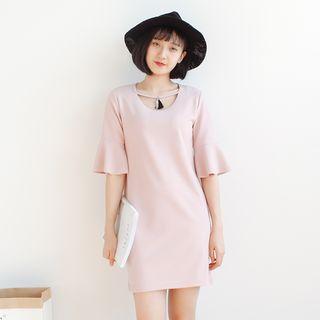 Cutout Frill Sleeve Chiffon Dress