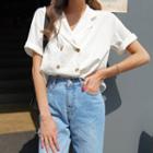 Short-sleeve Notched-lapel Linen Jacket