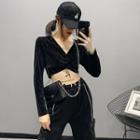Knotted Velvet Crop Top