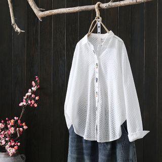 Patterned Embroidered Shirt White - One Size