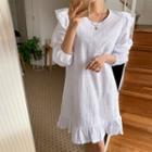 Round-neck Frill-trim Dress