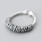 990 Silver Ribbed Open Ring Silver - One Size