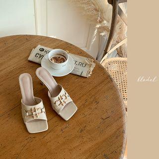 Spool-heel Horsebit Mules
