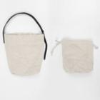 Pleather-strap Linen Shopper Bag With Pouch One Size