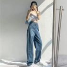 Mid Rise Asymmetrical Loose Fit Jeans