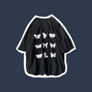 Butterfly Elbow-sleeve T-shirt