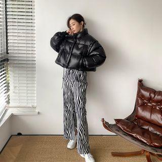 Zebra Print Straight-leg Pants