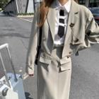 Double-breasted Blazer / Midi Pencil Skirt / Shirt
