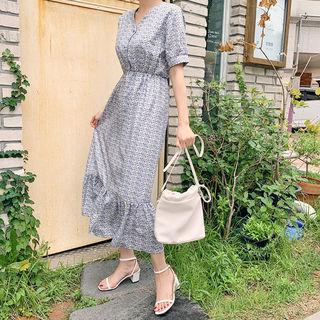 Shirtwaist Floral Long Mermaid Dress