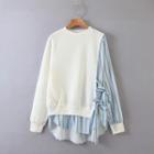Striped Panel Pullover White & Blue - One Size