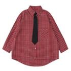 Plaid Shirt With Tie Red - One Size