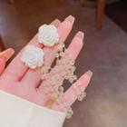 Floral Drop Earring E4890 - 1 Pair - White & Transparent - One Size