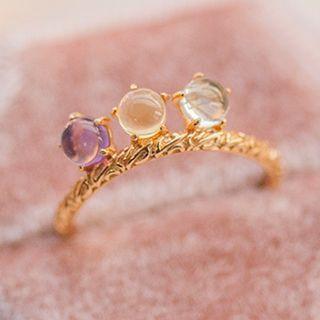 Faux Crystal Ring Gold - One Size