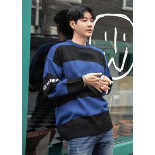 Letter Striped Oversized Sweater
