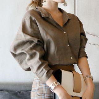 Long-sleeve Blouse / Boot-cut Check Pants