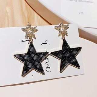 Rhinestone Star Dangle Earring 1 Pair - Black - One Size