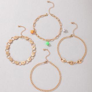 Set Of 4: Anklet 20290 - Set Of 4 - Gold - One Size