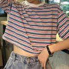 Striped Cropped Loose-fit T-shirt