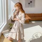 Pintuck-waist A-line Dress With Belt