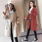 Notched-lapel Drawstring Buttoned Coat