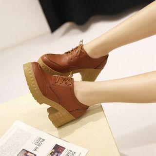 Block Heel Platform Lace Ups